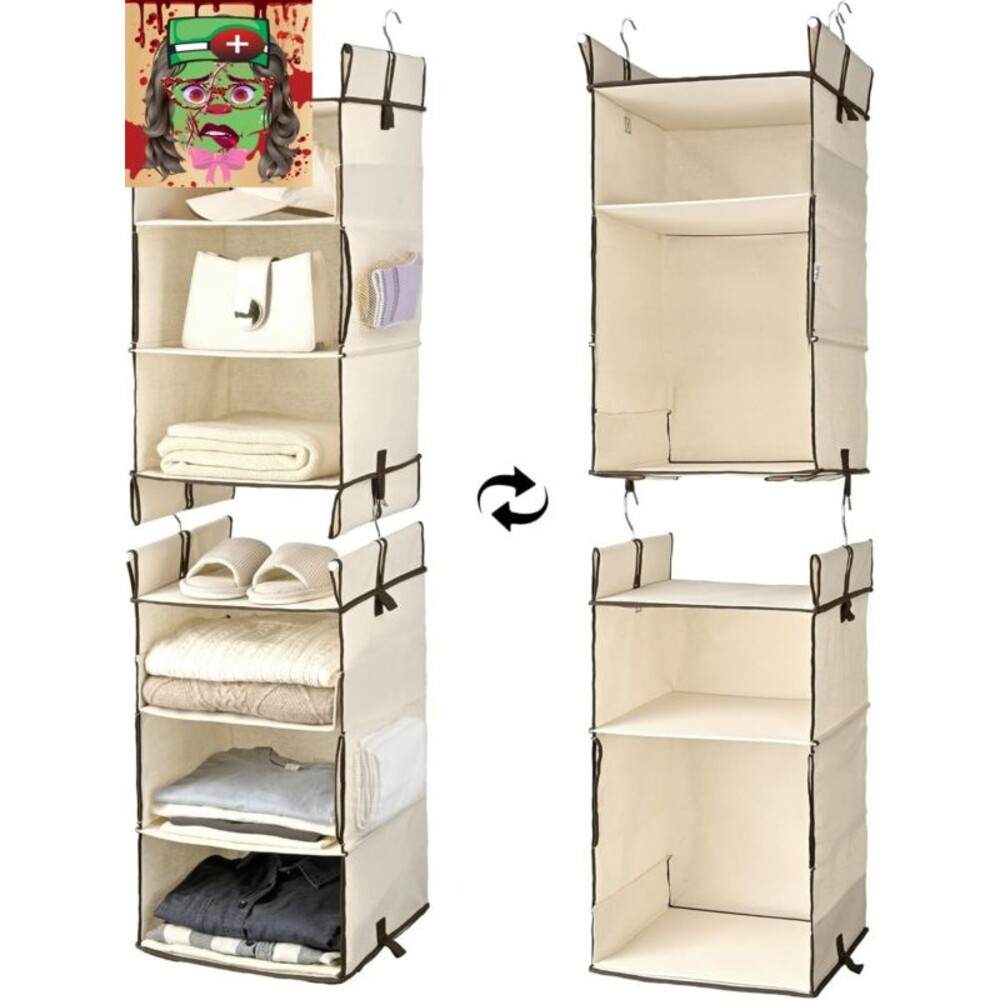 2-Pack Hanging Closet Organizer, 2/3-Tier Reversible Clothing Hanging Shelves wi